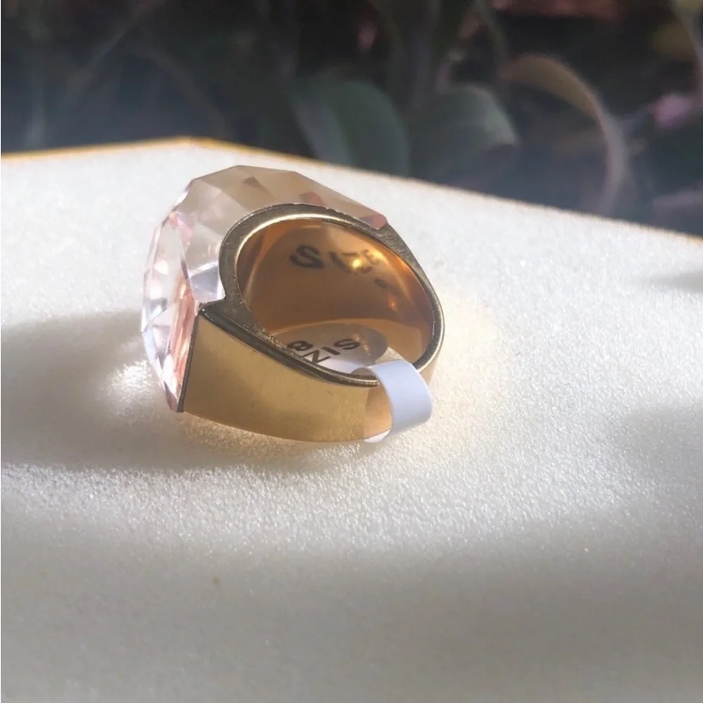 Swarovski elements ring size 8 amber shade gold plated nirvana SSBG8